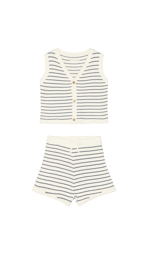Rylee + Cru Knit Vest Set In Blue