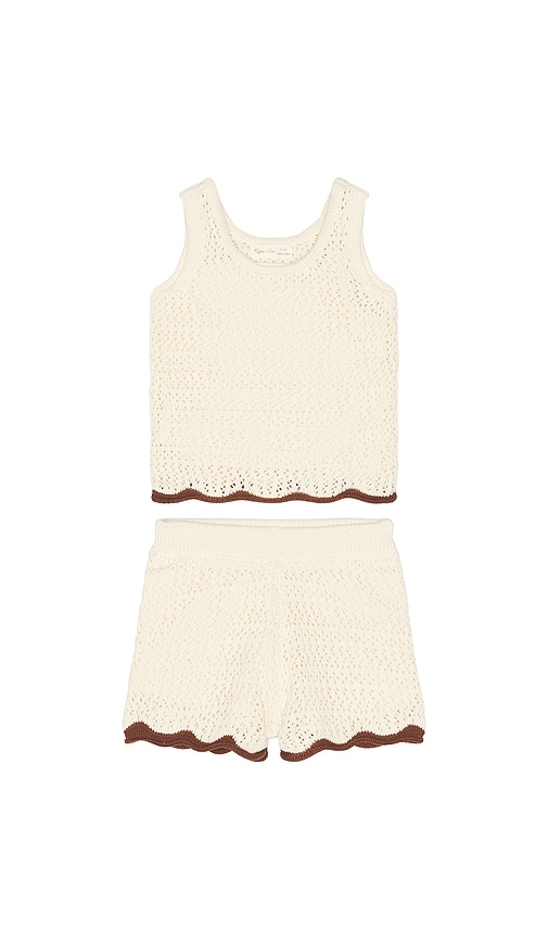 Rylee + Cru Crochet Tank Set In Brown