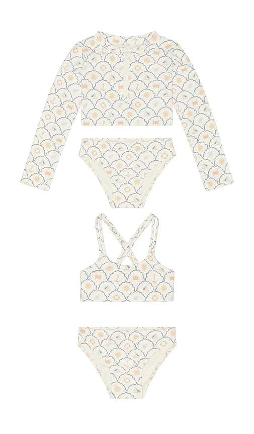 Rylee + Cru Crop Rashguard Set In Blue