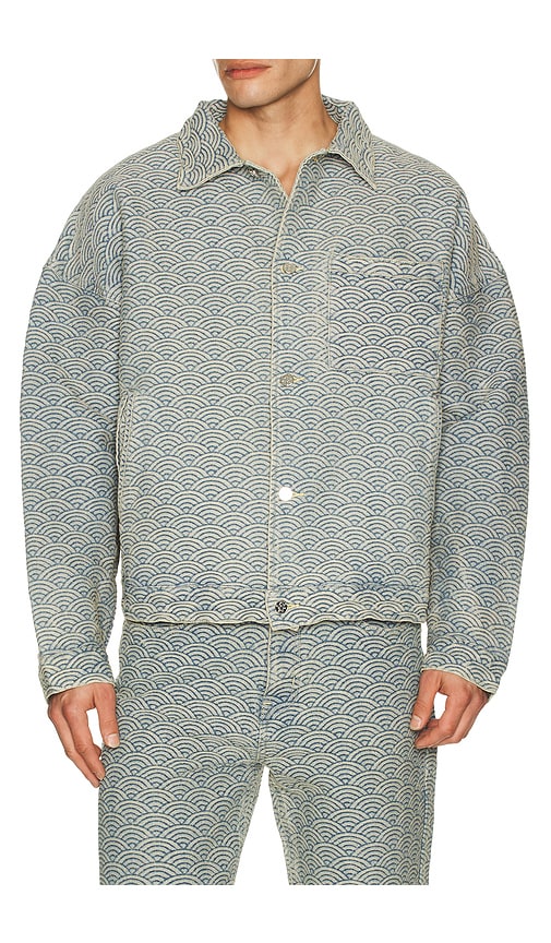 Ryoko Rain Seigaiha Jacquard Denim Work Jacket