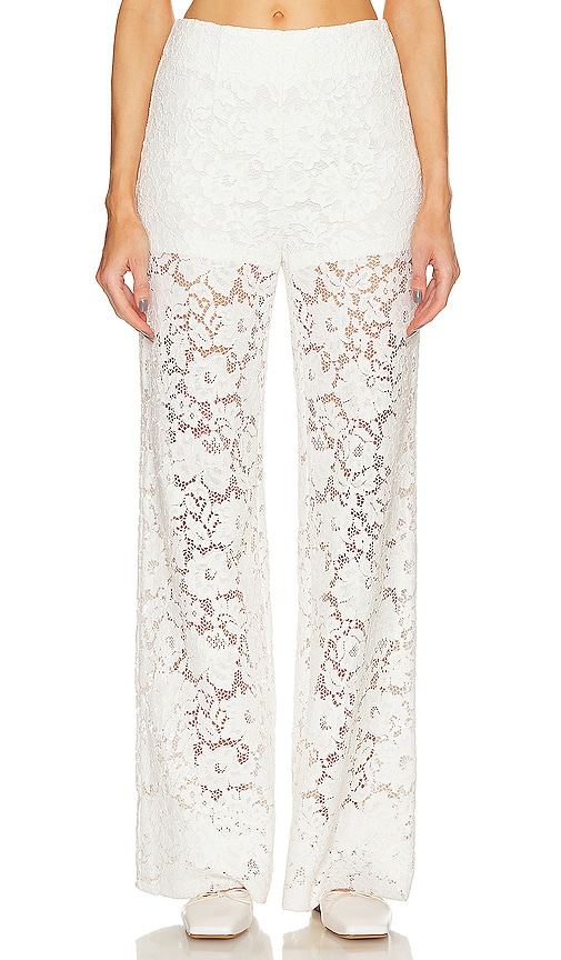Shop Sans Faff London Lace Flared Pant In 白色