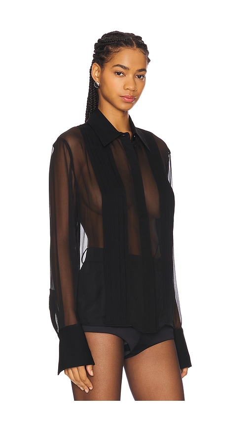 Sans Faff Meghan Panelled Silk Blouse In Black