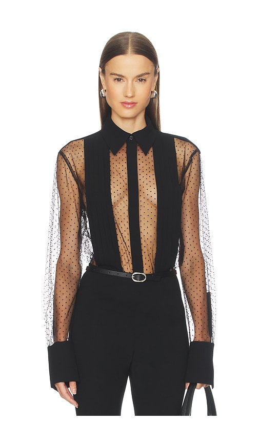Sans Faff Meghan Panelled Polka Silk Blouse In Multi