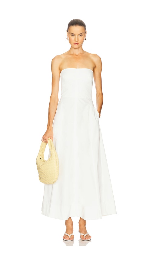 Sculpted Cotton Strapless Dress in White. - size XXS (also in L, M, S, XL, XS)