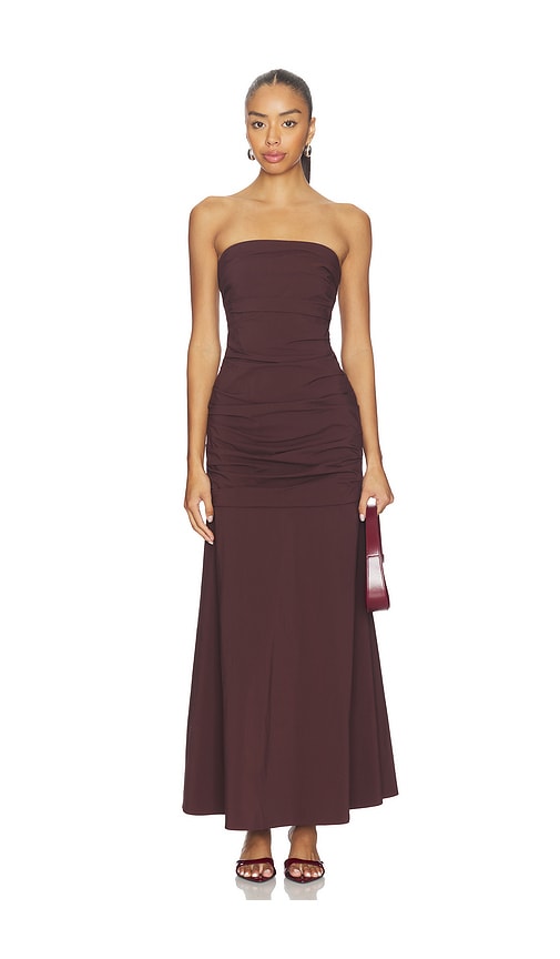 St. Agni Gathered Strapless Longline Dress