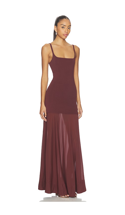 St Agni Recycled Stretch-knit And Silk-blend Maxi Dress In Brown