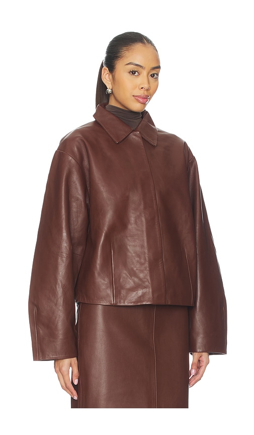 St Agni Leather Cocoon Jacket In Brown
