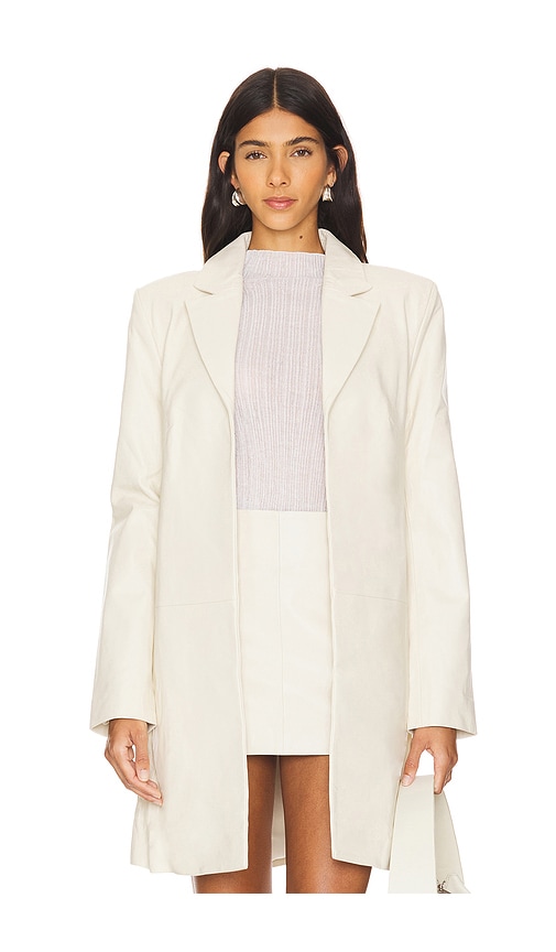 St. Agni Leather Longline Jacket in Tofu