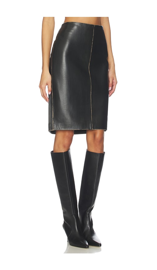 St Agni Brushed Leather Column Skirt In Black