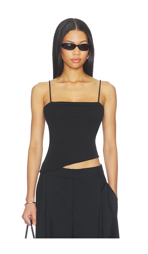 St. Agni Organic Cotton Square Neck Cami Top in Black. - size XS (also in S, M, L, XL)