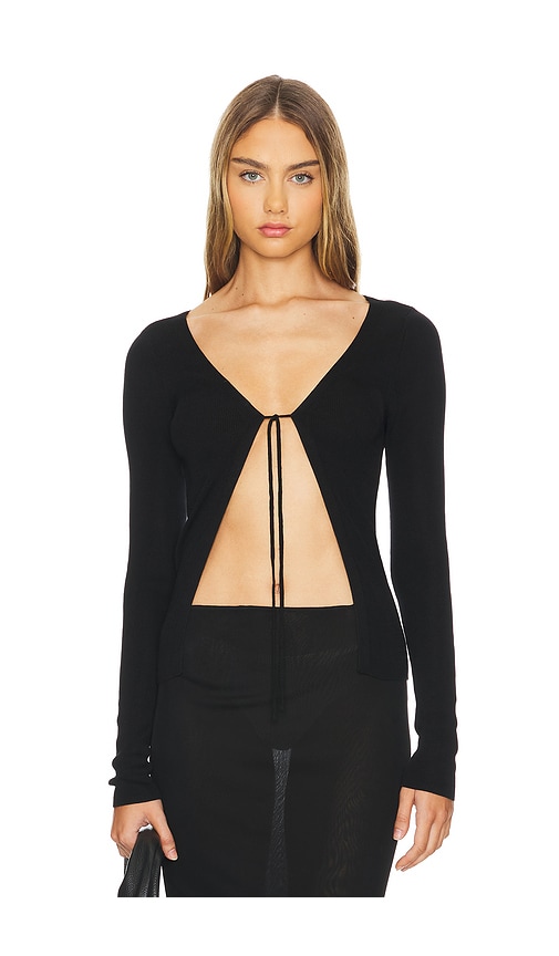 Shop St Agni Rouleau Tie Reversible Knit Top In Black