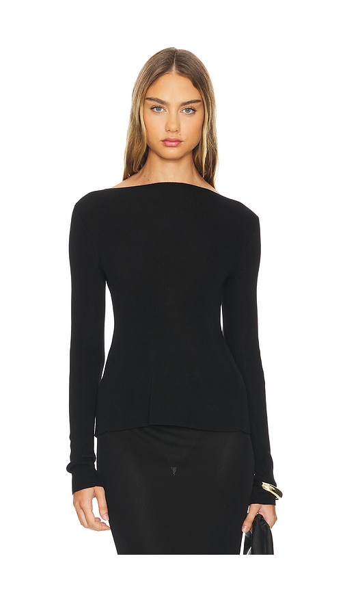 Shop St Agni Rouleau Tie Reversible Knit Top In Black