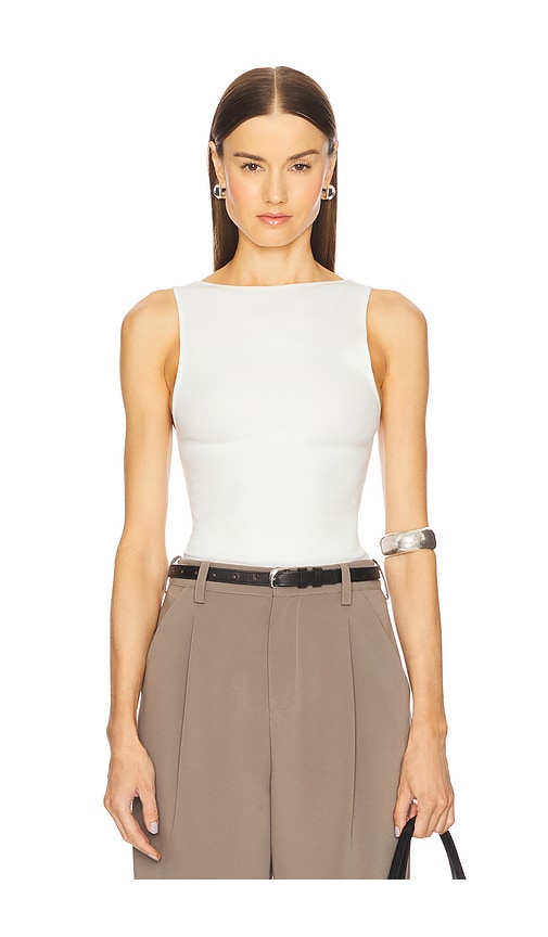 St Agni Rib Bateau Cut Out Top In White