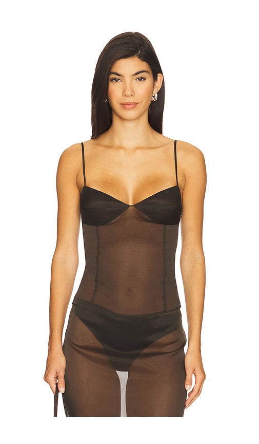 Transparent Silk Cami Top in Black. - size XXS (also in M, XL)