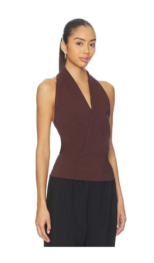 St Agni Halter Wrap Top In Burgundy