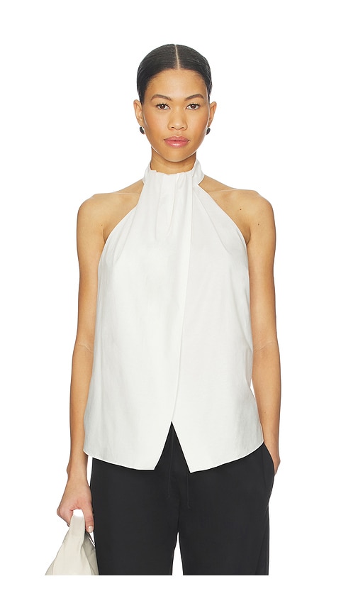 St. Agni Oxford Halter Tie Back Top