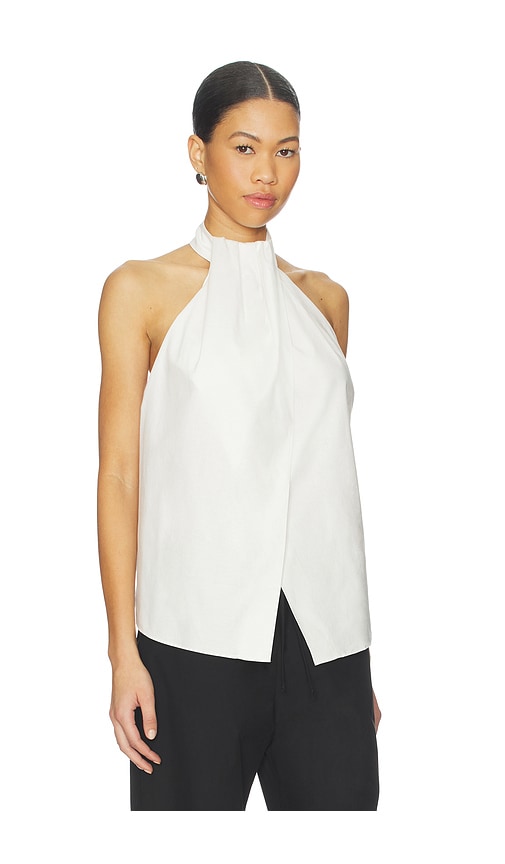 St Agni Oxford Wrap Organic Cotton Halter Top In White