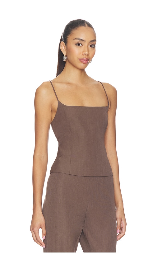 St Agni Silk Canvas Camisole In Mud In Brown