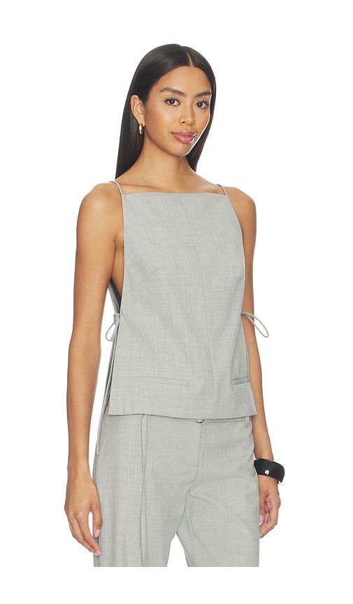 St Agni Tie-detailed Recycled Woven Top In Gray
