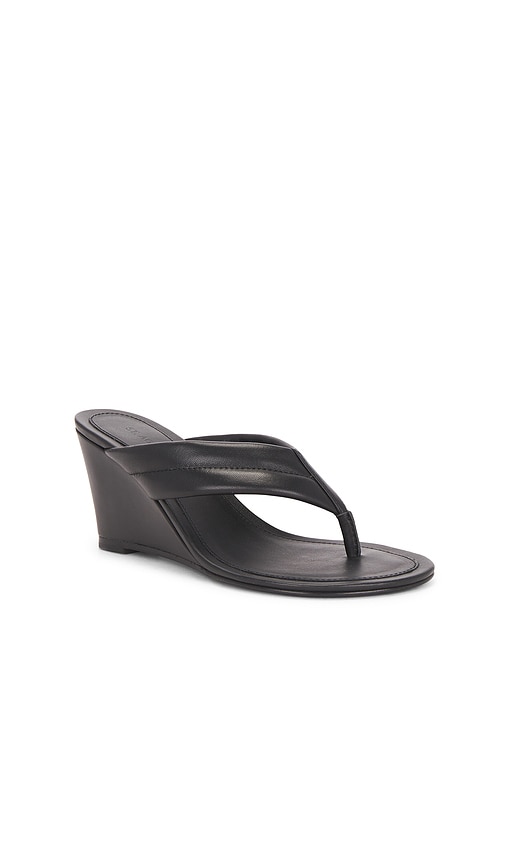 St Agni Stitch Detail Thong Wedges Black