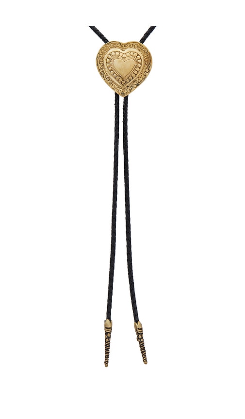 Shop Streets Ahead Heart Pendant Leather Bolo In Metallic Gold