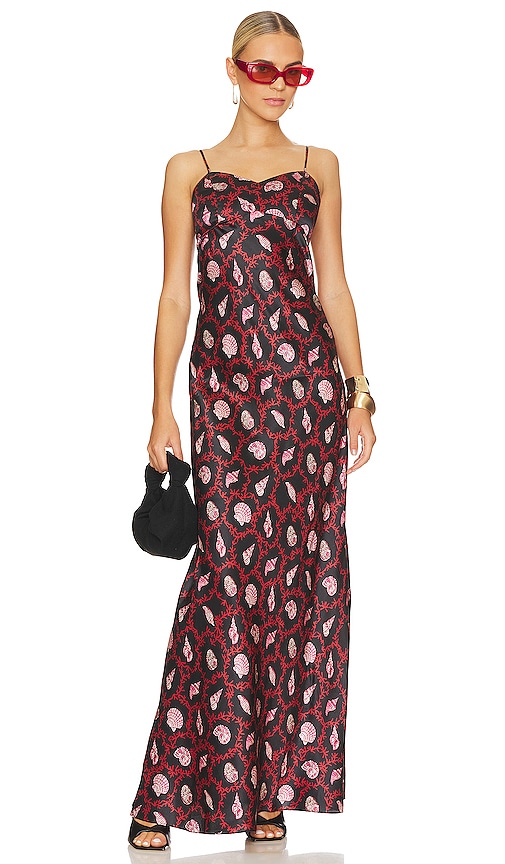 SALONI Mimi Long Dress in Coral Noir