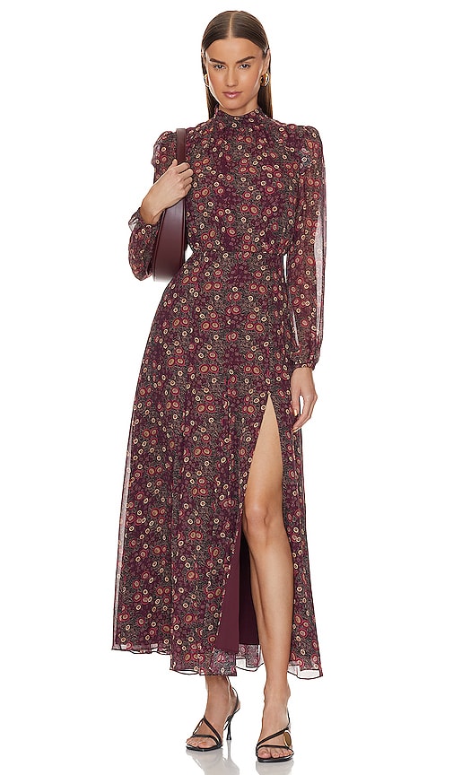 SALONI Jacqui-B Dress In Akina Wine | REVOLVE