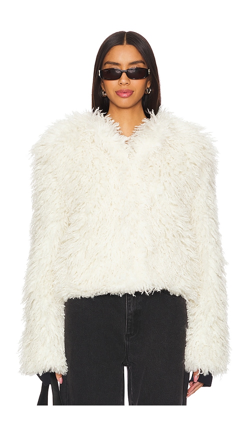 Shop Sam Kiki Faux Fur Jacket In Ivory