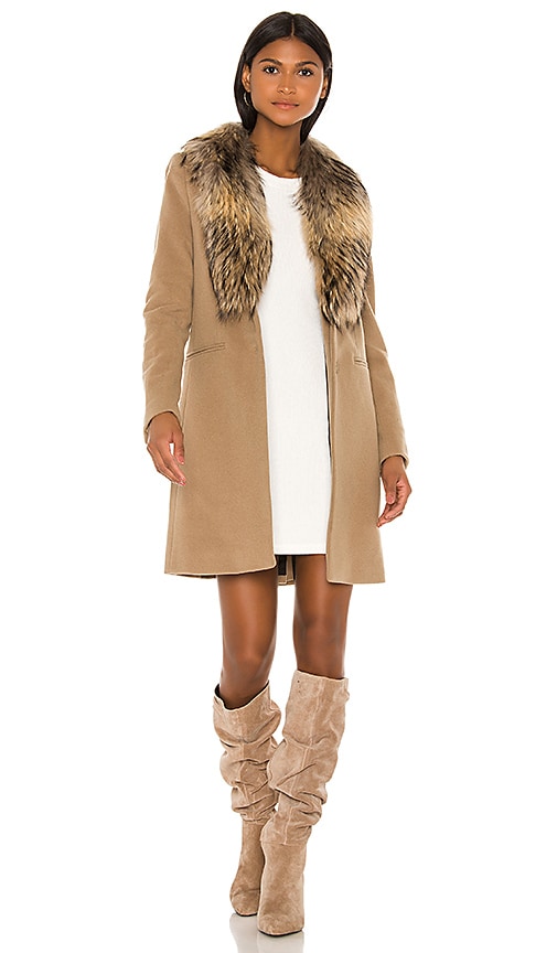 Crosby wool coat 2025 with fur trim