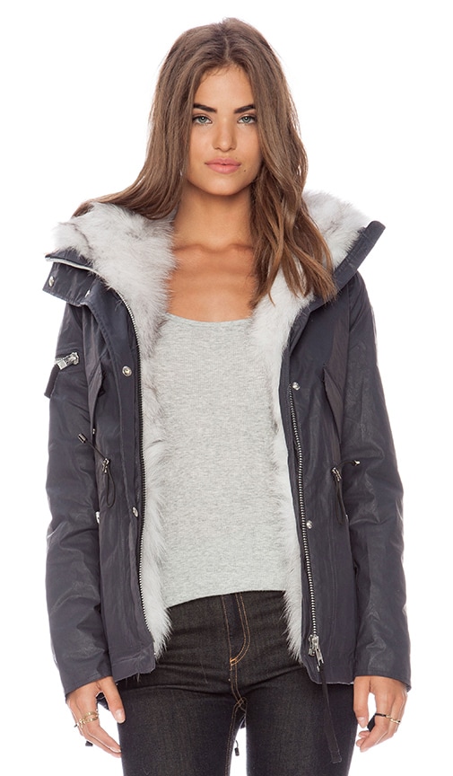 Mini Highline with Fox Fur in Navy Natural Fox Fur in Navy