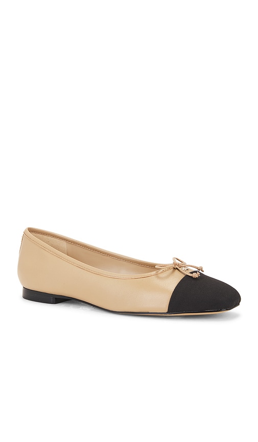 Shop Sam Edelman Marley Flat In Soft Beige & & Black