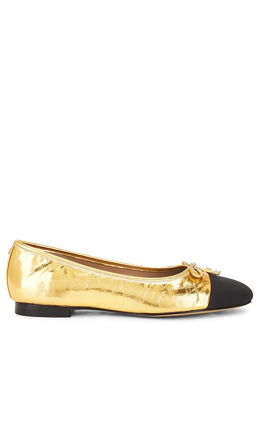 Shop Sam Edelman Marley Flat In Medallion Gold & Black