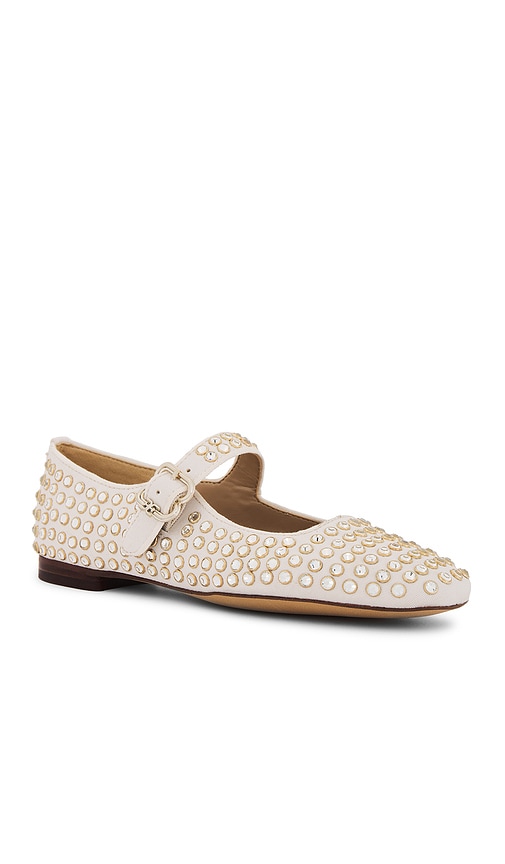 Shop Sam Edelman Michaela Gem Flat In Ivory