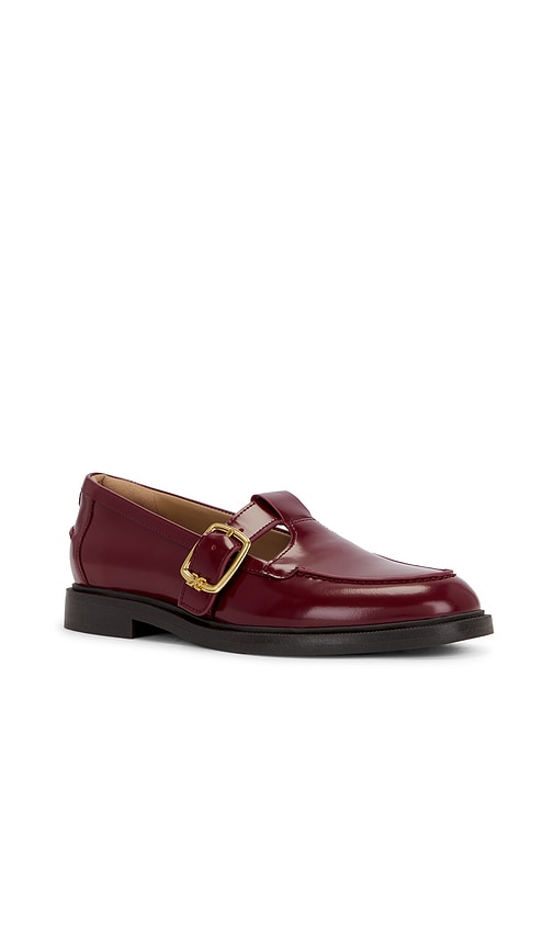 Sam Edelman Elaina T-strap Buckle Loafer French Burgundy Leather In Burgundy