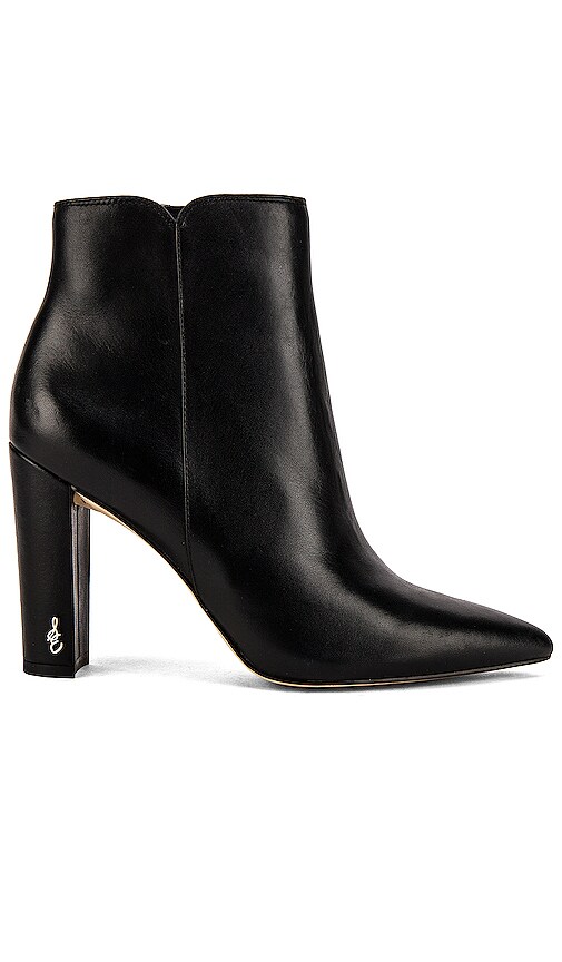 black leather bootie