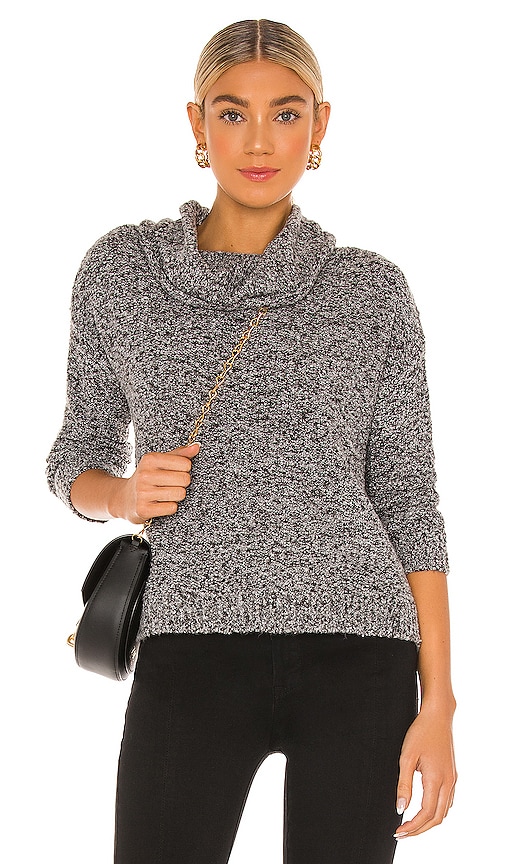 Sanctuary Boucle Cowl Neck Sweater in Charcoal Black | REVOLVE