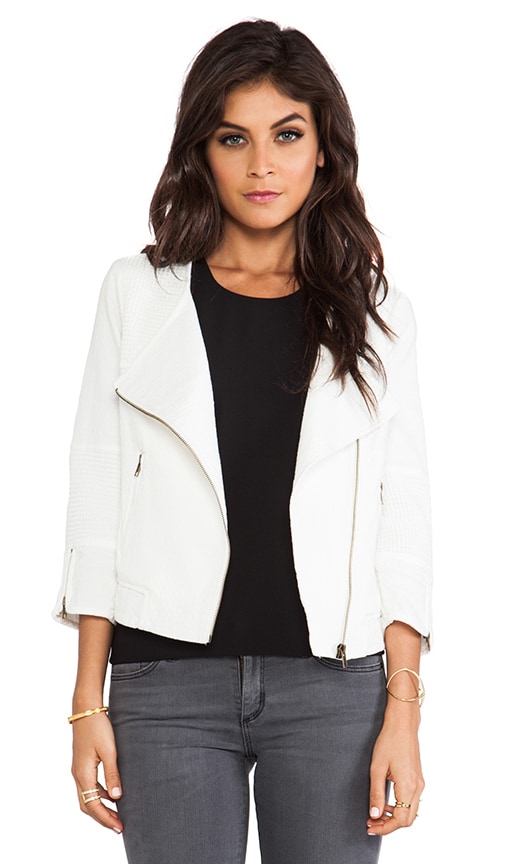 Sanctuary 3/4 Sleeve Soft Moto Jacket in White