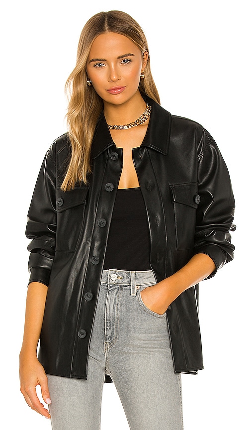 Sanctuary Leather Like Shacket in Black | REVOLVE