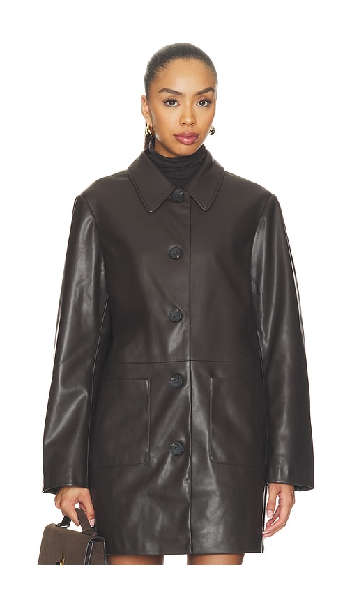 Sanctuary Avid Faux Leather City Coat in Brown. - size L (also in M, S, XL, XS, XXS)
