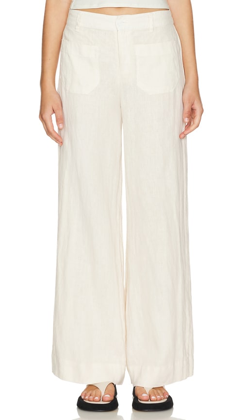 Shop Sanctuary The Linen Marine Wide Leg In 桦树皮白