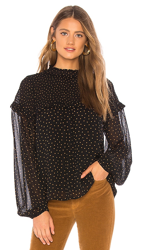 Sanctuary Bria Smocked Blouse in Spice Of Life Dots | REVOLVE
