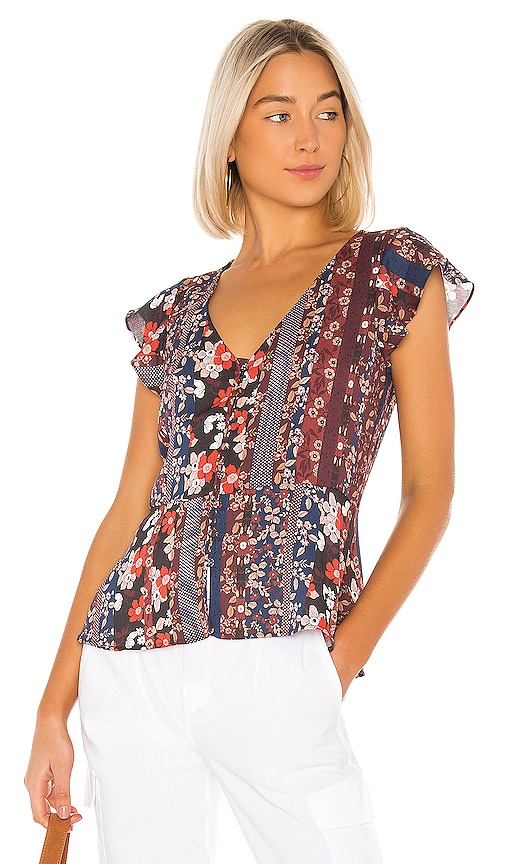 Sanctuary Over The Moon Peplum Shell Top in Collage