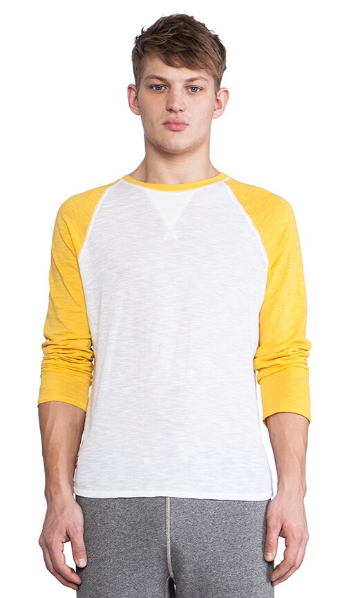 yellow and white baseball shirt