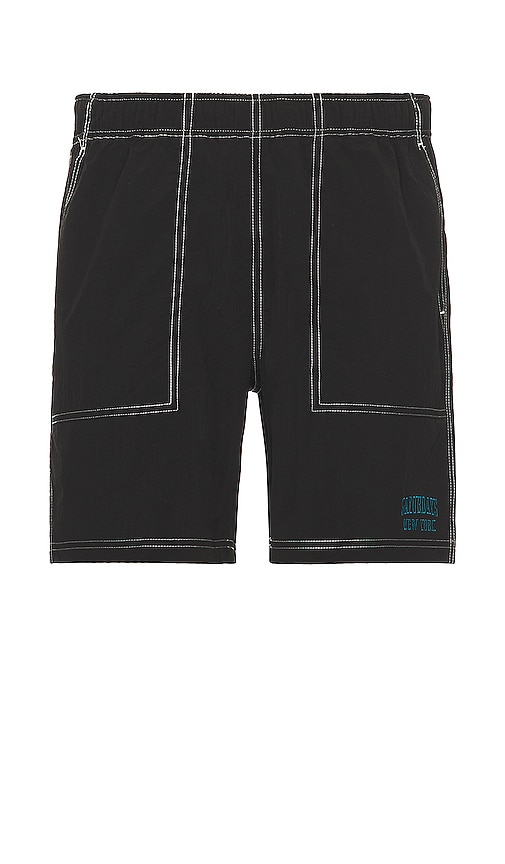 Saturdays Surf Nyc Nathan Straight-leg Logo-embroidered Nylon Shorts In Black