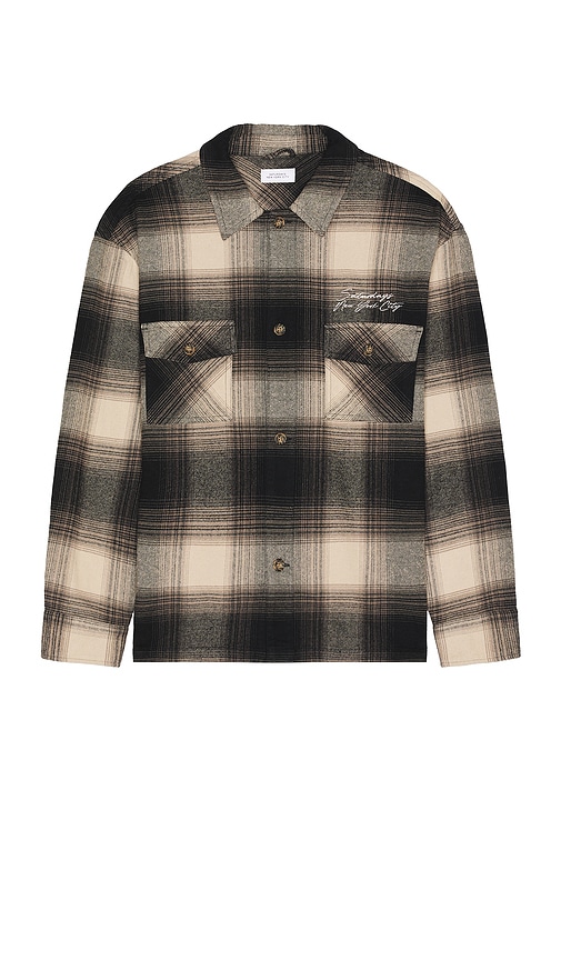 SATURDAYS NYC Driessen Flannel Overshirt in Bungee | REVOLVE