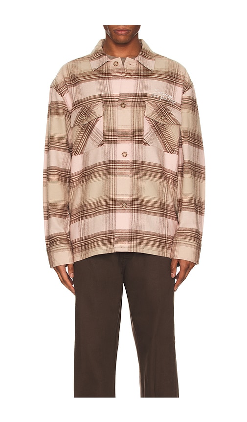 SATURDAYS NYC Driessen Flannel Overshirt in Strawberry Cream | REVOLVE