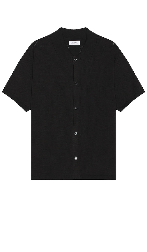 Shop Saturdays Surf Nyc Kenneth Checkerboard Knit Short Sleeve Shirt In Black