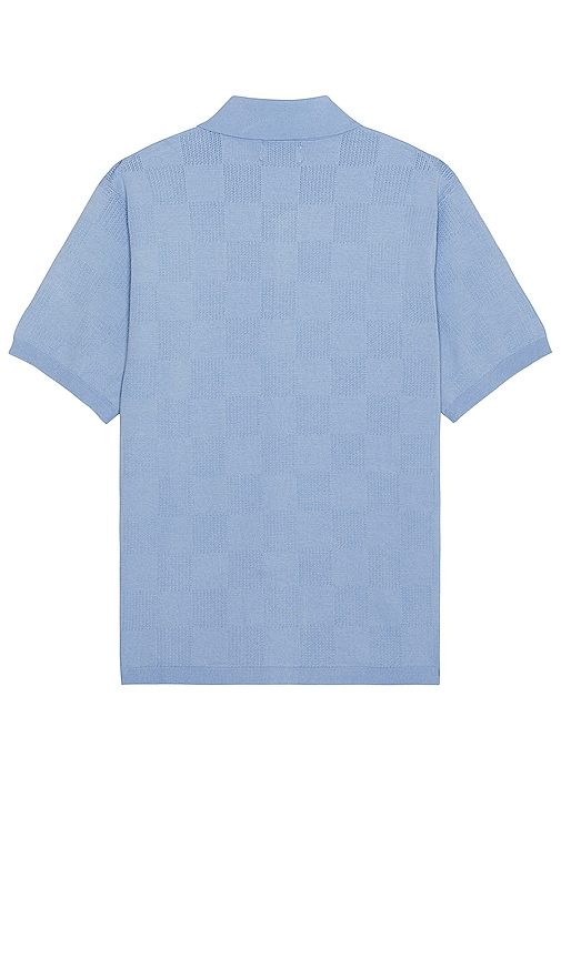 Shop Saturdays Surf Nyc Kenneth Checkerboard Knit Short Sleeve Shirt In Baby Blue