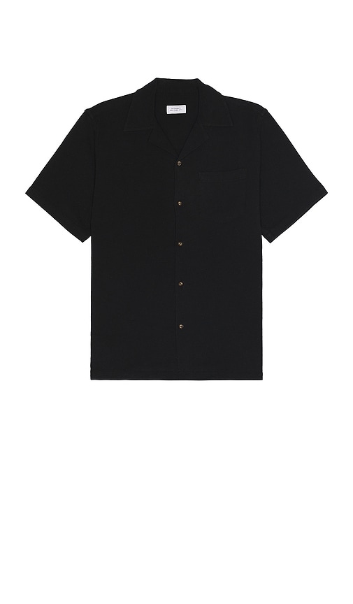 Saturdays Surf Nyc Canty Boucle Knit Short Sleeve Shirt In Black