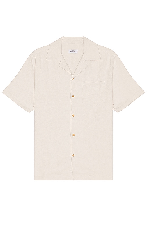 Shop Saturdays Surf Nyc Canty Boucle Knit Short Sleeve Shirt In 象牙白